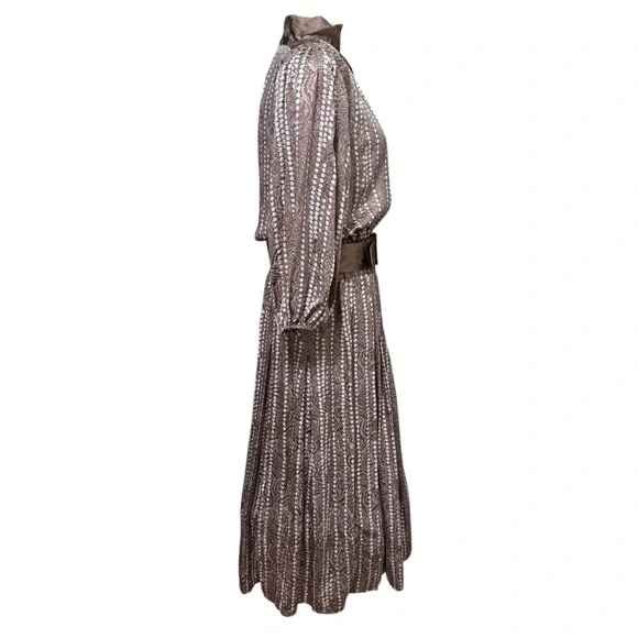 Vintage Diane Freis Original Silk Maxi Dress Belted Bow Neck Size Small NWT - Picture 3 of 7